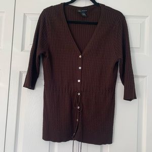 ❗️SOLD❗️LINDA MATTEWS - brown 3/4 sleeve cardigan